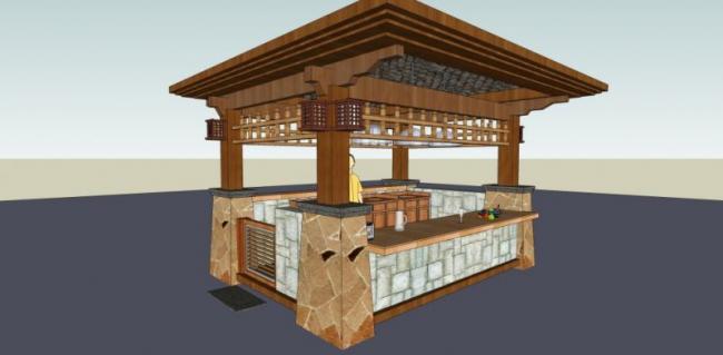 Classical Style Pavilion Sketch Model in SketchUp