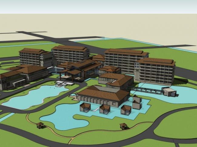 SketchUp Business Model: Multi-Story Chinese-Style Commercial Club