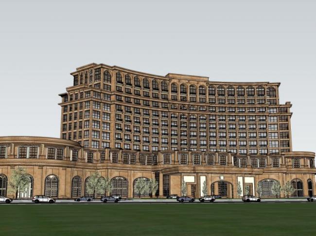 Classical Multi-Story Hotel Model in SketchUp