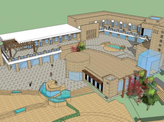 SketchUp Business Model: Modern Multi-Story Commercial Club Design