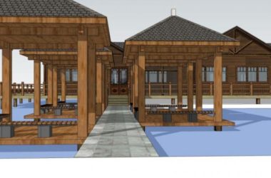 SketchUp Multi-Story Hotel Model Featuring Traditional Chinese Architecture-BIM WORLD