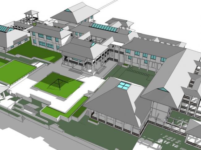 Multi-Story Chinese-Style Hotel Model in SketchUp