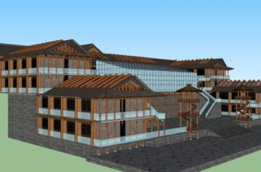 SketchUp Business Model: Multi-Story Commercial Club with Chinese Design Elements-BIM WORLD