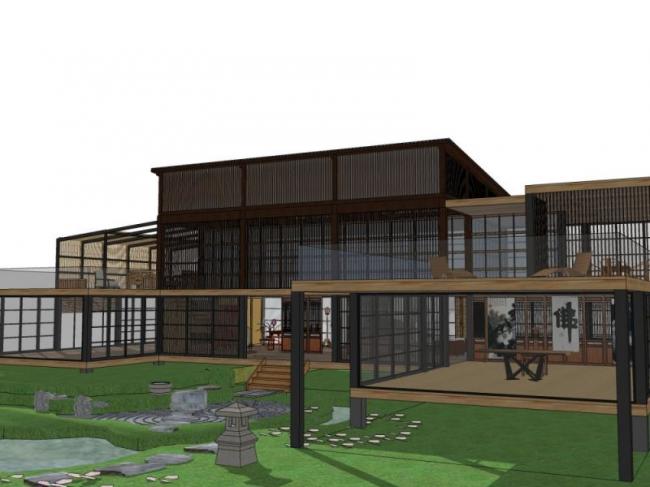 SketchUp Business Model: Modern Multi-Story Tea House Design