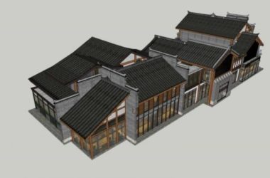 SketchUp Business Model: Multi-Story Commercial Street Inspired by Chinese Architecture-BIM WORLD