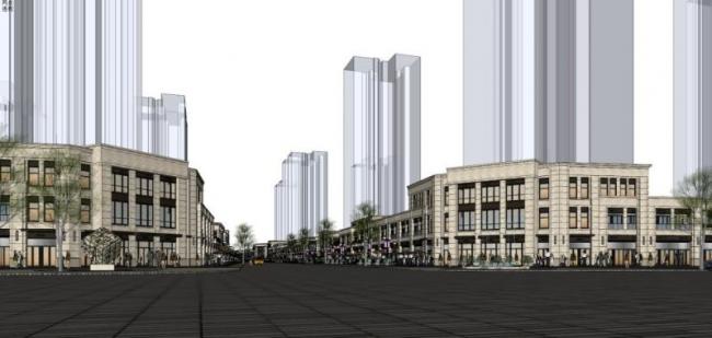 SketchUp Business Model: Multi-Story Classical Commercial Street Design