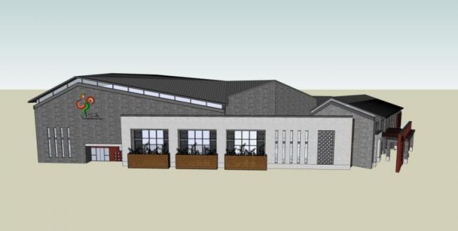 Multi-Story Cultural Center in Chinese Architectural Style | SketchUp Model