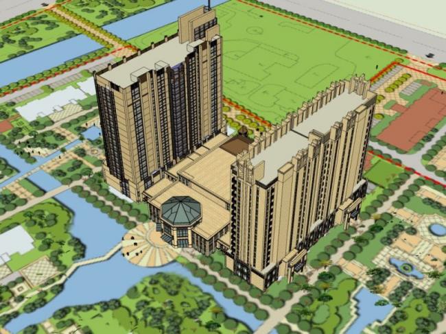 Classical-Style High-Rise Residential Model in SketchUp