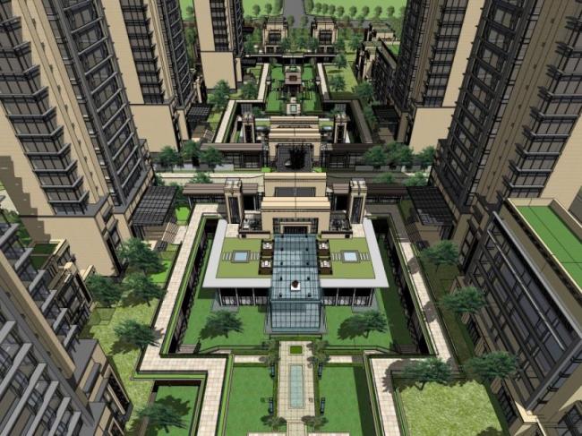 Classical Style High-Rise Residential Complex | SketchUp Model