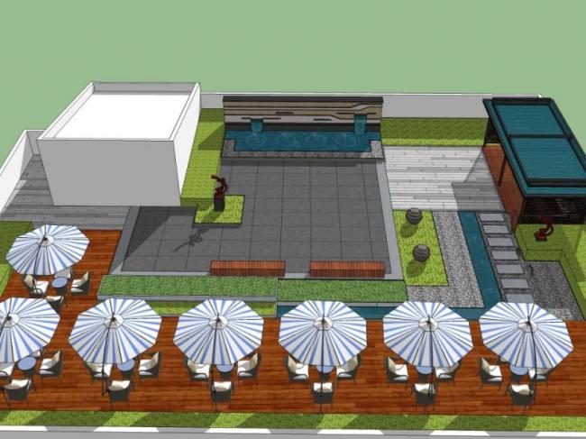 Modern Roof Garden Design in SketchUp Landscape Model