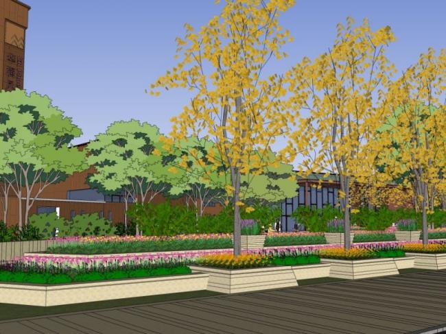Modern Commercial Landscape Design in SketchUp