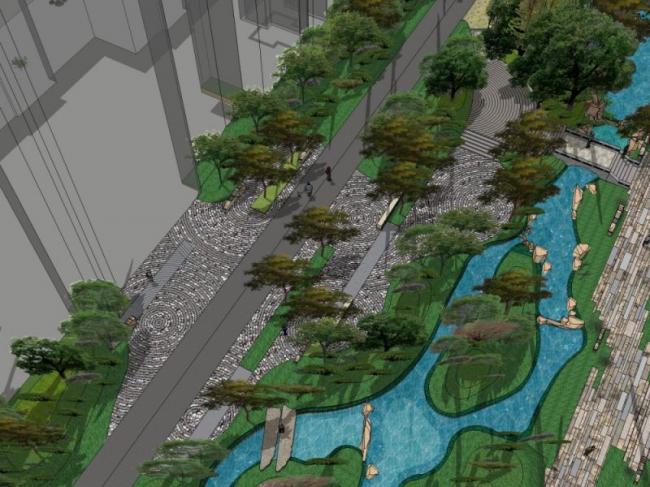 Modern Residential Community Landscape Design in SketchUp