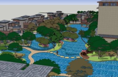 SketchUp Landscape Models: Hotel, Waterfront, and Classical Designs-BIM WORLD