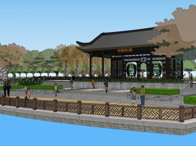 SketchUp Landscape Model: Chinese-Style Park Design