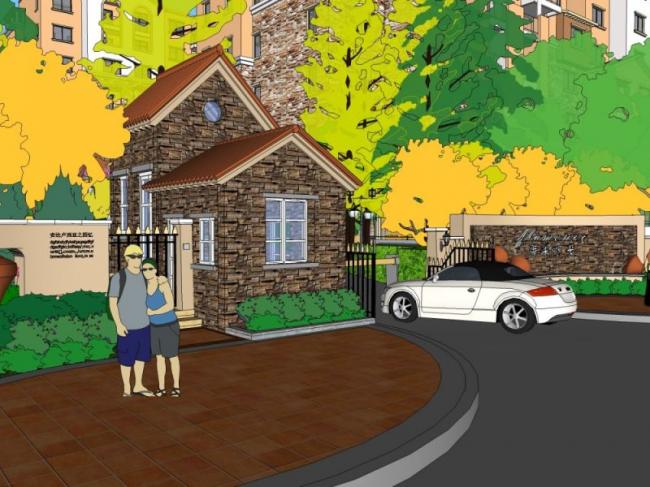 SketchUp Landscape Design: Spanish and Classical Style Community Entrance
