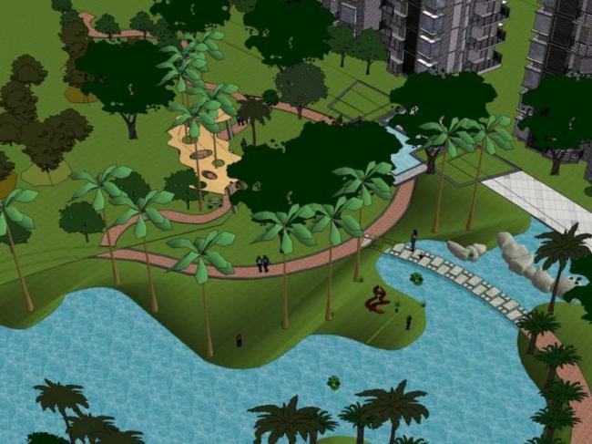 Modern High-Rise Residential Landscape Design in SketchUp