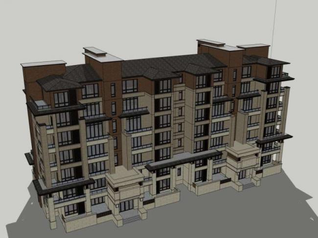 SketchUp Multi-Story Residential Building in Classical Style
