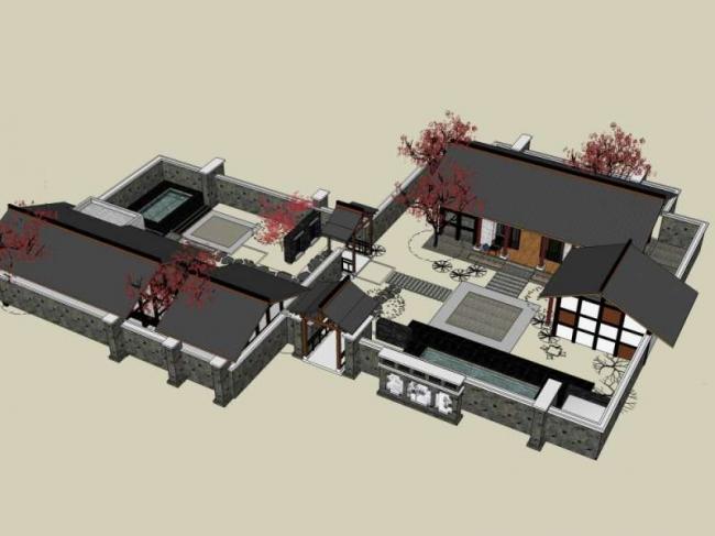 SketchUp Residential Design: Chinese-Style Courtyard Home