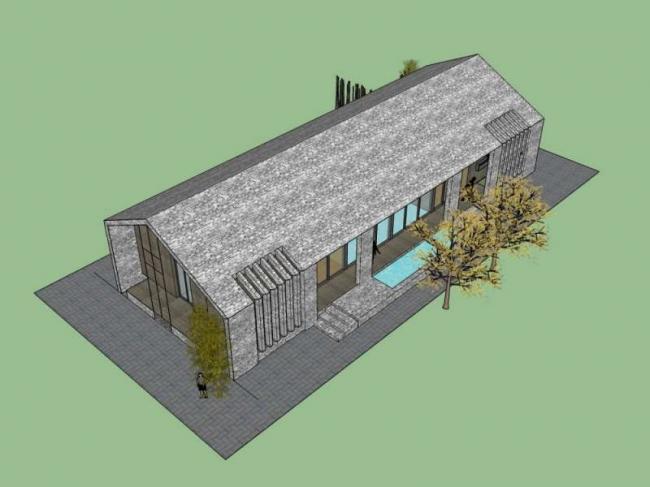 Modern Residential SketchUp Model with Sloping Roof Design
