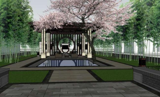 Chinese-Style Pavilion Sketch Model in SketchUp
