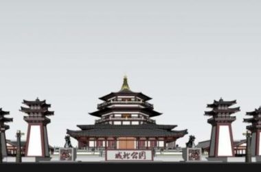 SketchUp Landscape Model: Traditional Chinese Garden with Ancient Architecture-BIM WORLD
