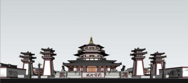 SketchUp Landscape Model: Traditional Chinese Garden with Ancient Architecture