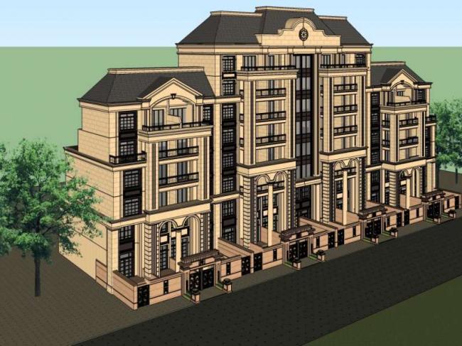 SketchUp Residential Model: European Classical High-Rise Building Design