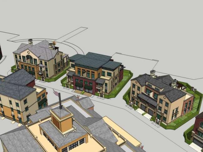 SketchUp Business Model: Multi-Story Classical Commercial Street Design