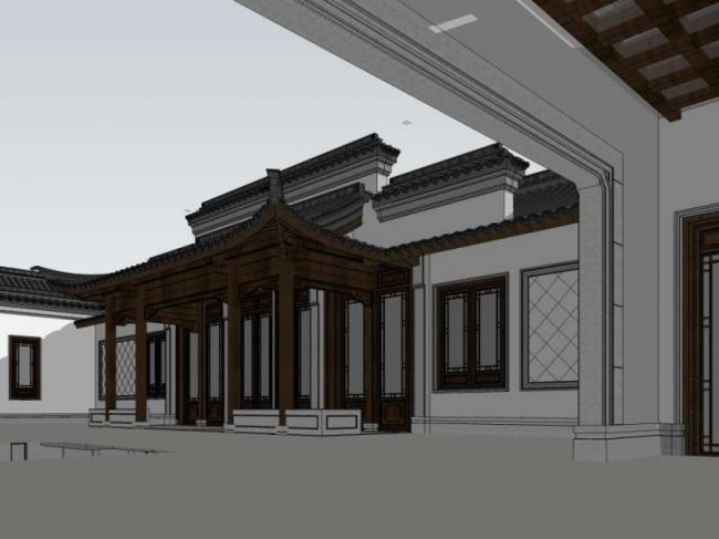 SketchUp Model of Ancient Chinese Multi-Story Courtyard Architecture