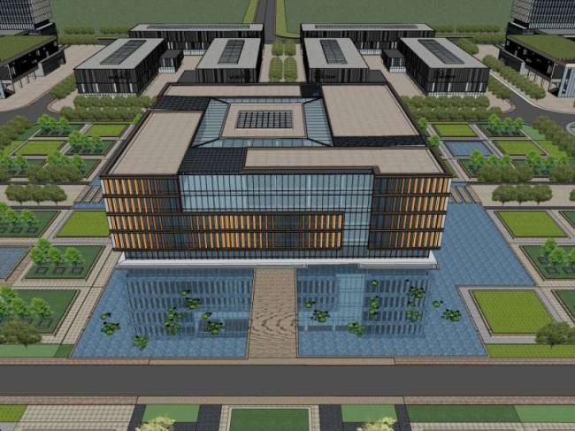 Modern High-Rise Office Area Model in SketchUp