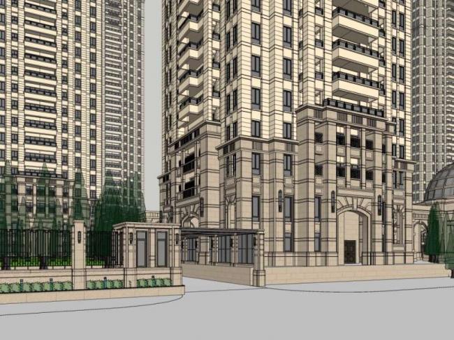 SketchUp Residential Models: Classical Style High-Rise Buildings