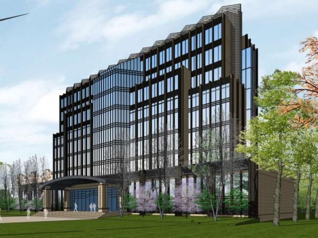 Modern Multi-Story Office Building Model in SketchUp