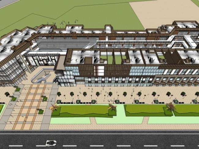 SketchUp Business Model: Modern Multi-Story Commercial Street Design