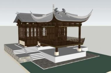 SketchUp Model of Ancient Chinese Multi-Story Architecture with Stage-BIM WORLD