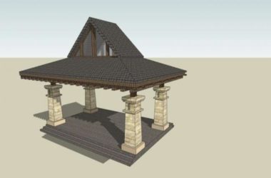 European Classical Style Pavilion Sketchup Model Preview-BIM WORLD