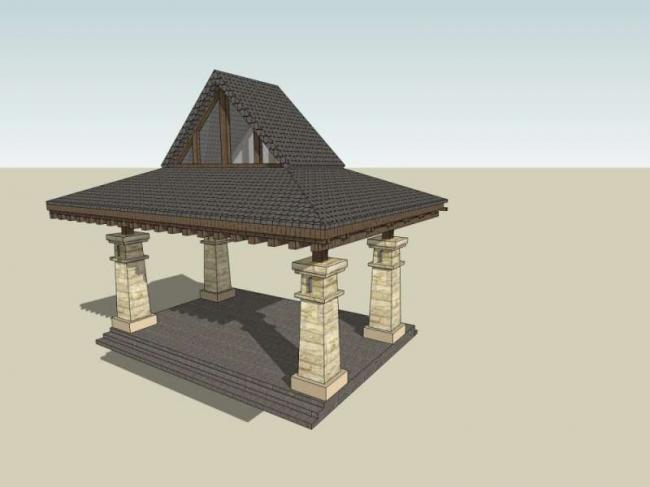 European Classical Style Pavilion Sketchup Model Preview