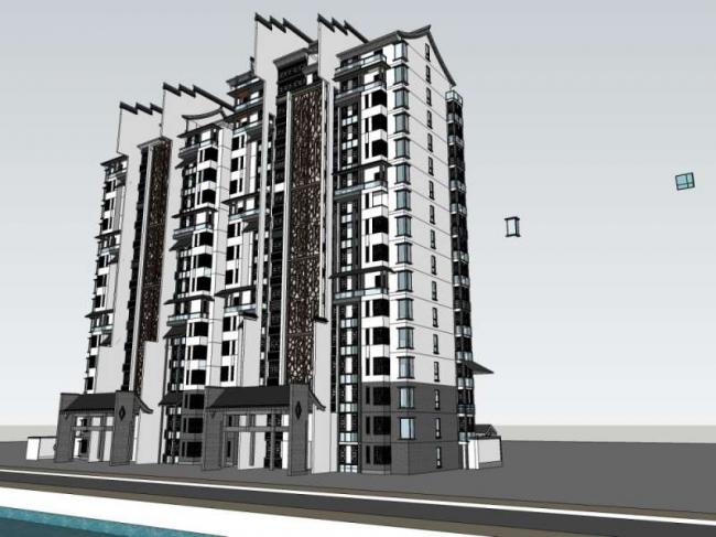 SketchUp Residential Models: High-Rise Buildings with Chinese Architectural Style