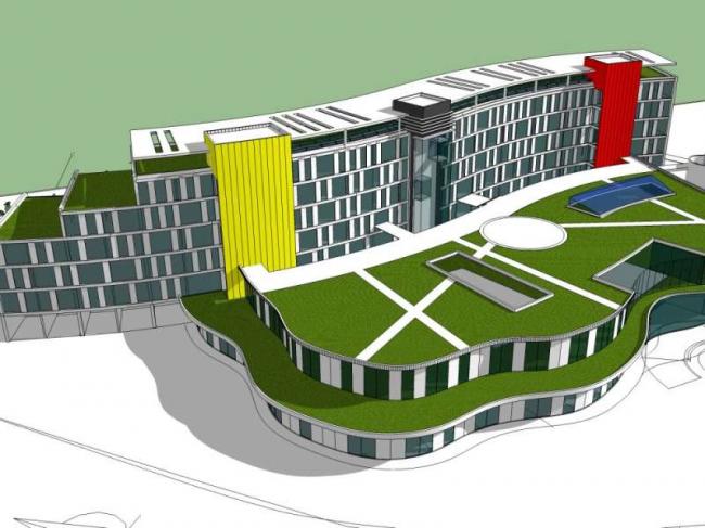 Modern Multi-Story Hotel Model in SketchUp