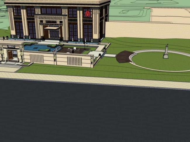 SketchUp Business Model: Multi-Story Chinese-Style Commercial Club Design