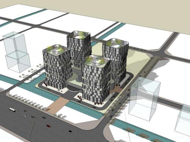 SketchUp Complex Model: Multi-Story High-Rise with Office, Ground Floor Retail, Hotel, and Modern Apartments