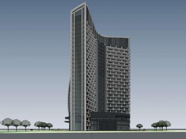 Modern High-Rise Office Building Model in SketchUp