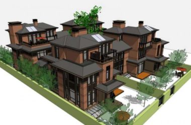 Modern Chinese Twin Villa Design in SketchUp Model-BIM WORLD