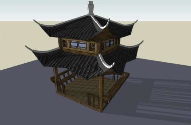 Chinese-Style Pavilion Sketch Model in SketchUp-BIM WORLD