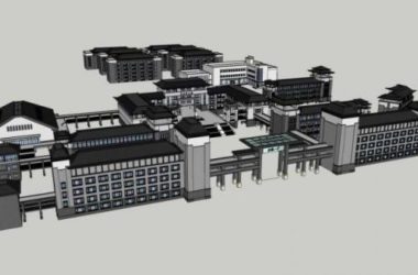 SketchUp Cultural Model: Multi-Story Museum Featuring Traditional Chinese Architecture-BIM WORLD
