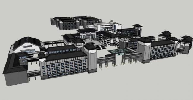 SketchUp Cultural Model: Multi-Story Museum Featuring Traditional Chinese Architecture