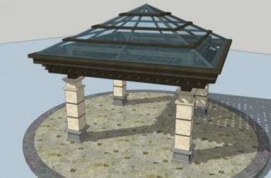Classical Style Pavilion Sketchup Model Preview-BIM WORLD