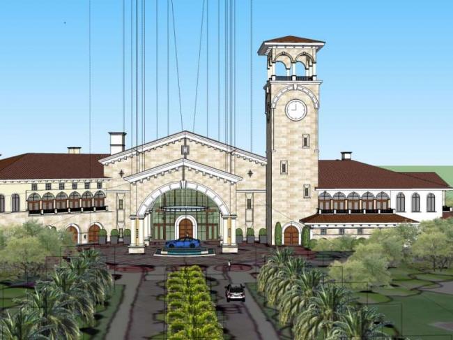 SketchUp Business Model: Multi-Story Classical Style Commercial Club Design