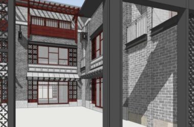SketchUp Business Model: Multi-Story Commercial Street with Chinese Architectural Style-BIM WORLD
