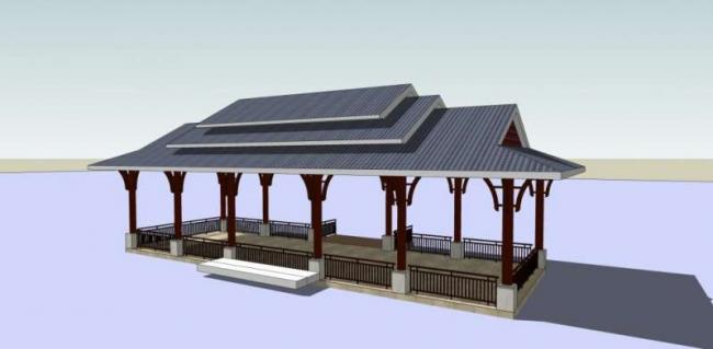Chinese-Style Pavilion Sketch Model in SketchUp