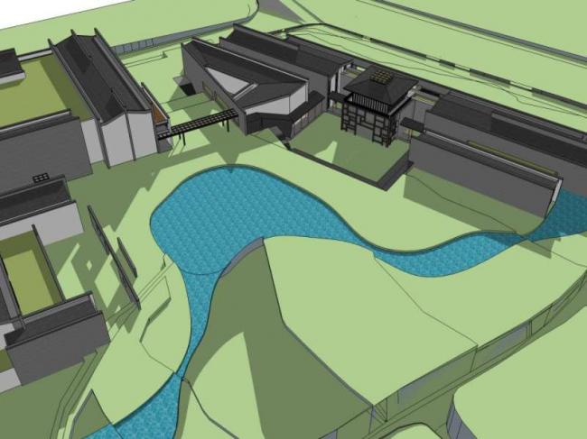 SketchUp Cultural Model: Multi-Story Museum Featuring Traditional Chinese Architecture